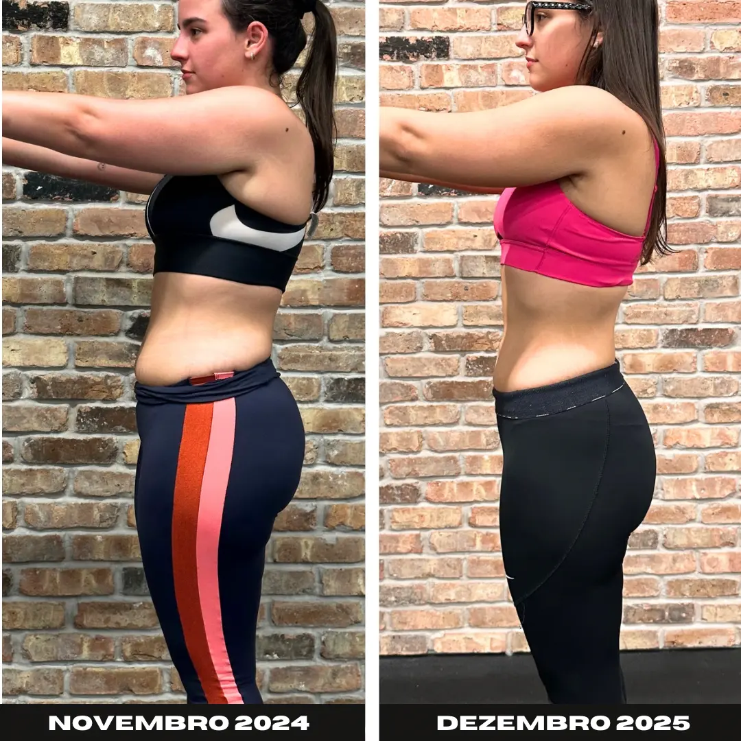 Antes e depois de aluna entre novembro de 2024 e dezembro de 2025